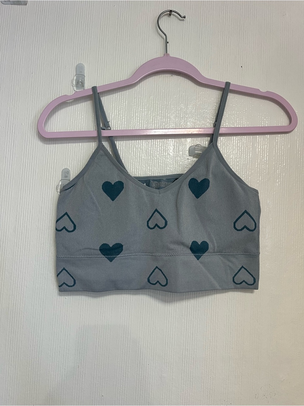 Abound Gray Bandeau Bralette with Teal Heart Accents